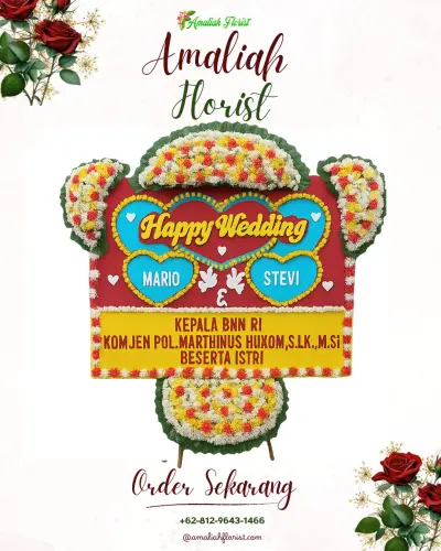 Karangan Papan Bunga Pernikahan di Patok Beusi